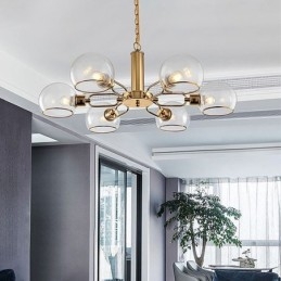 Lampada a sospensione moderna minimalista in vetro e ferro battuto 6/8 luci E12/E14