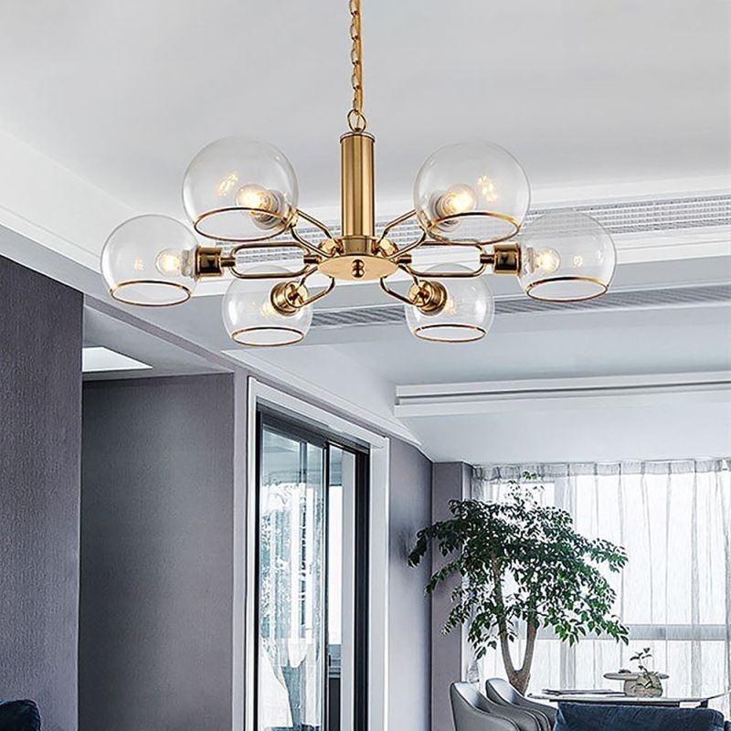 Lampada a sospensione moderna minimalista in vetro e ferro battuto 6/8 luci E12/E14