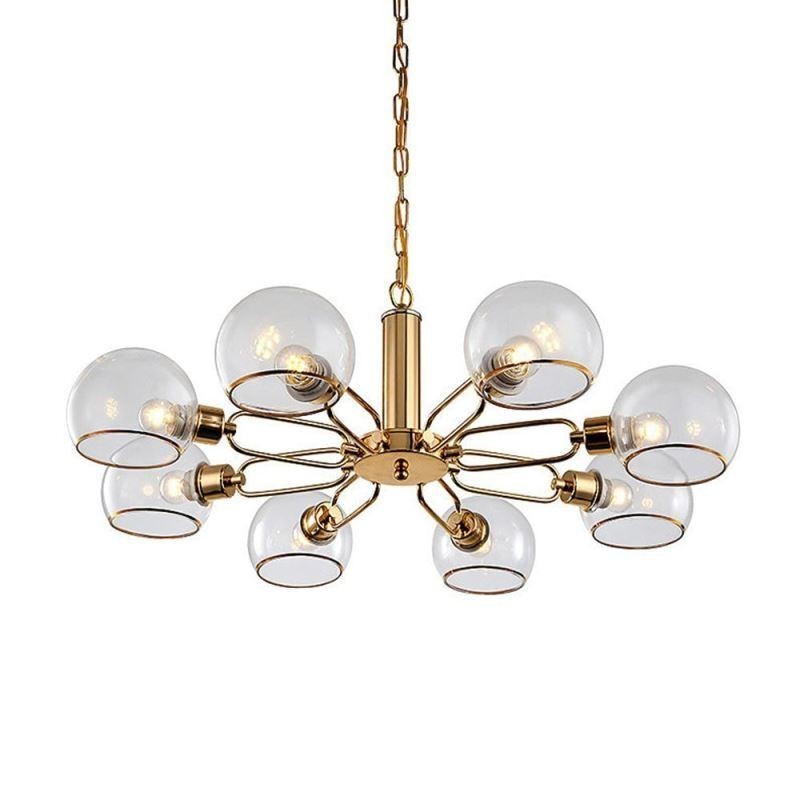 Lampada a sospensione moderna minimalista in vetro e ferro battuto 6/8 luci E12/E14