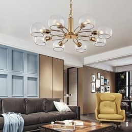 Lampada a sospensione moderna minimalista in vetro e ferro battuto 6/8 luci E12/E14