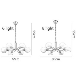 Lampada a sospensione moderna minimalista in vetro e ferro battuto 6/8 luci E12/E14
