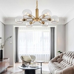 Lampada a sospensione moderna minimalista in vetro e ferro battuto 6/8 luci E12/E14