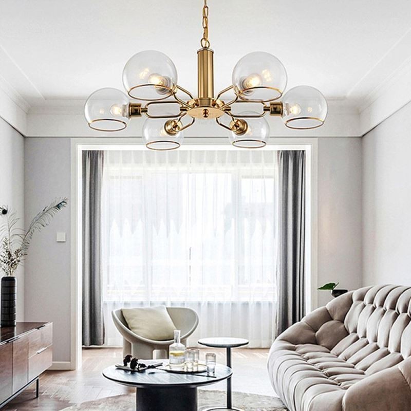 Lampada a sospensione moderna minimalista in vetro e ferro battuto 6/8 luci E12/E14