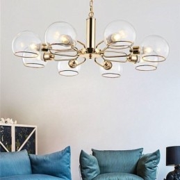Lampada a sospensione moderna minimalista in vetro e ferro battuto 6/8 luci E12/E14