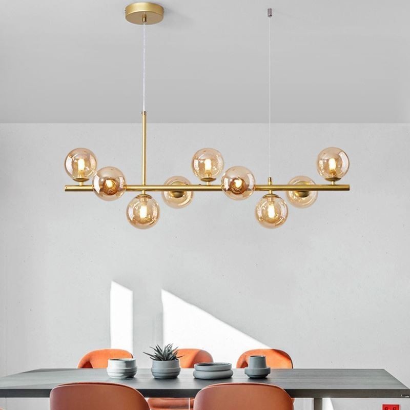 Lampada a sospensione moderna Magic Beans molecolare in ferro e vetro 9 luci E12 83 x 24 cm