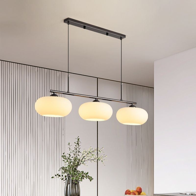Lampada a sospensione nordica in vetro e ferro battuto, 3 luci E26/E27