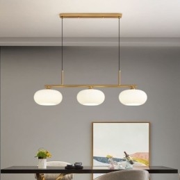 Lampada a sospensione nordica in vetro e ferro battuto, 3 luci E26/E27