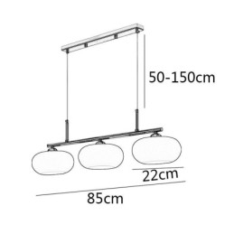 Lampada a sospensione nordica in vetro e ferro battuto, 3 luci E26/E27