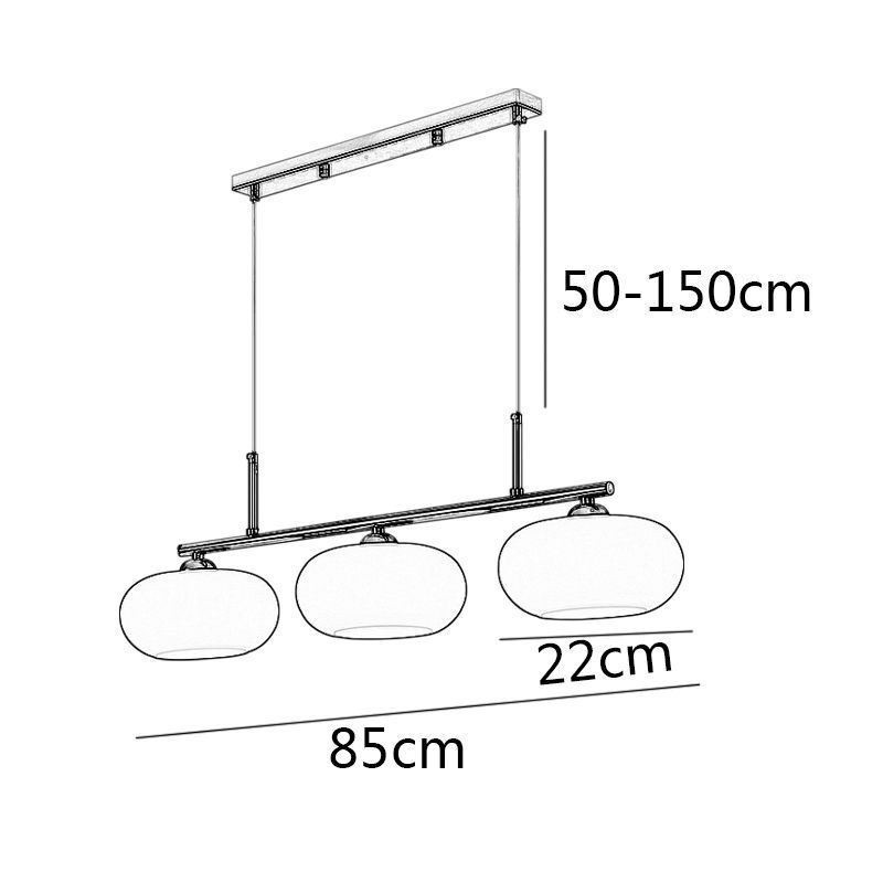 Lampada a sospensione nordica in vetro e ferro battuto, 3 luci E26/E27