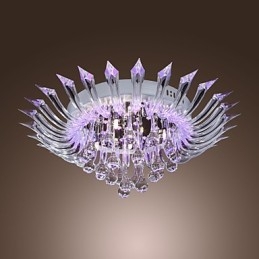 Plafoniera a filo moderna contemporanea in cristallo e vetro trasparente 6 luci G4 55 cm