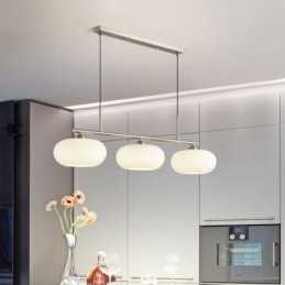 Lampada a sospensione nordica in vetro e ferro battuto, 3 luci E26/E27