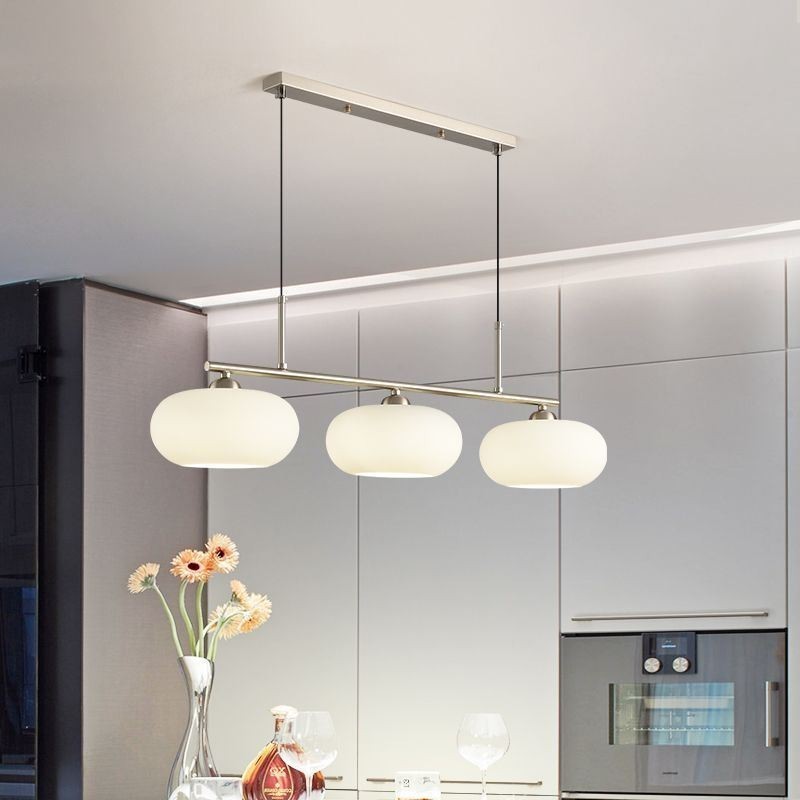 Lampada a sospensione nordica in vetro e ferro battuto, 3 luci E26/E27
