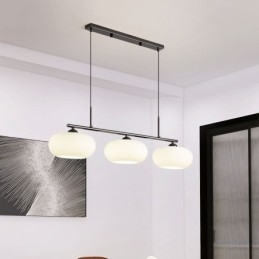 Lampada a sospensione nordica in vetro e ferro battuto, 3 luci E26/E27