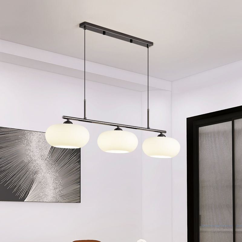 Lampada a sospensione nordica in vetro e ferro battuto, 3 luci E26/E27