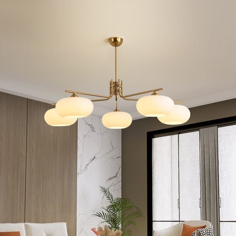 Lampada a sospensione nordica in vetro e ferro battuto 5 luci E26/E27 96×45 cm