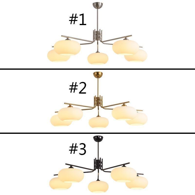 Lampada a sospensione nordica in vetro e ferro battuto 5 luci E26/E27 96×45 cm