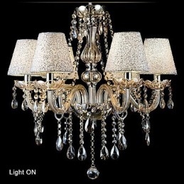 Lampadario moderno contemporaneo in vetro elettroplaccato con cristalli