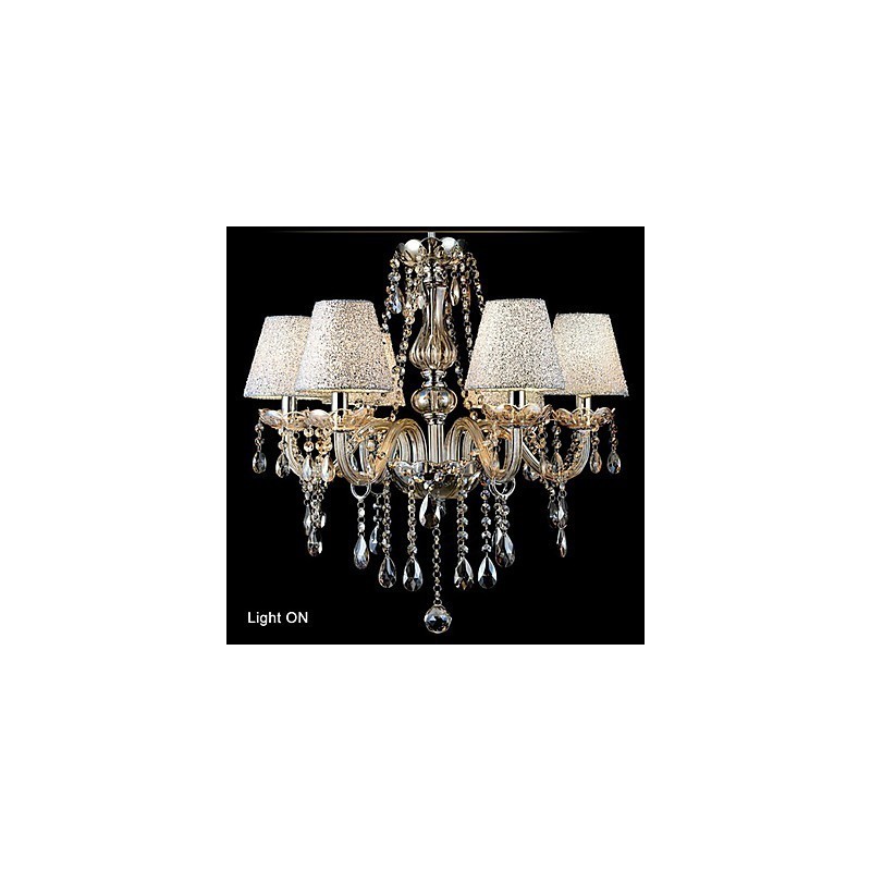 Lampadario moderno contemporaneo in vetro elettroplaccato con cristalli