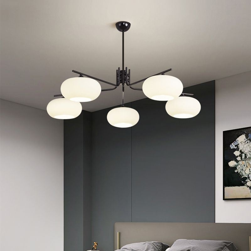 Lampada a sospensione nordica in vetro e ferro battuto 5 luci E26/E27 96×45 cm