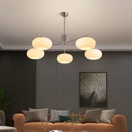 Lampada a sospensione nordica in vetro e ferro battuto 5 luci E26/E27 96×45 cm