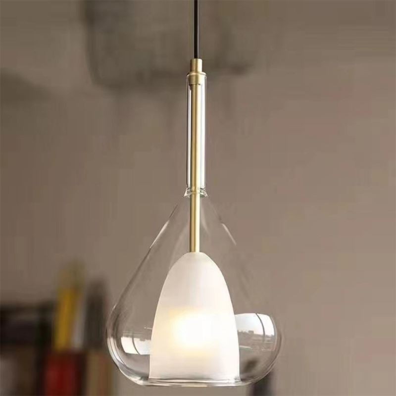 Lampada a sospensione moderna minimalista in vetro doppio per soffitto