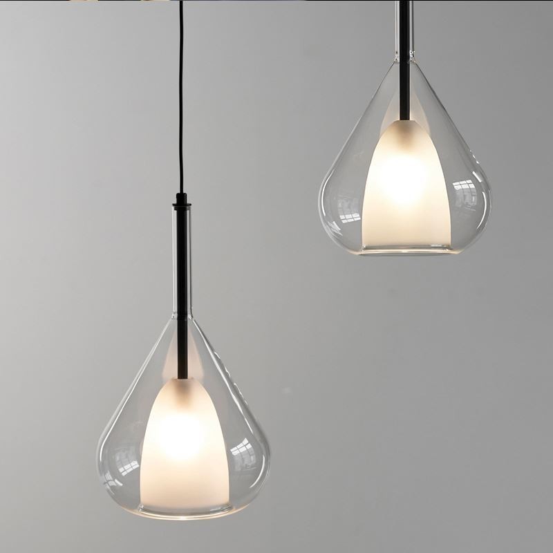 Lampada a sospensione moderna minimalista in vetro doppio per soffitto