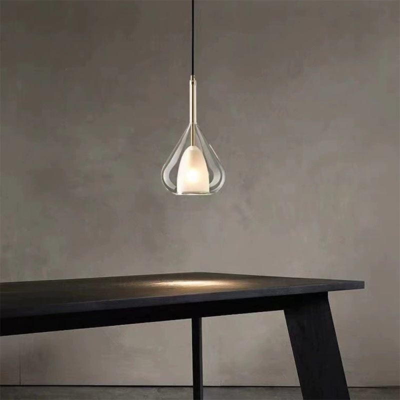 Lampada a sospensione moderna minimalista in vetro doppio per soffitto