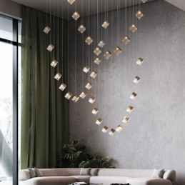 Lampada a sospensione in vetro creativa con paralume e dettagli in metallo