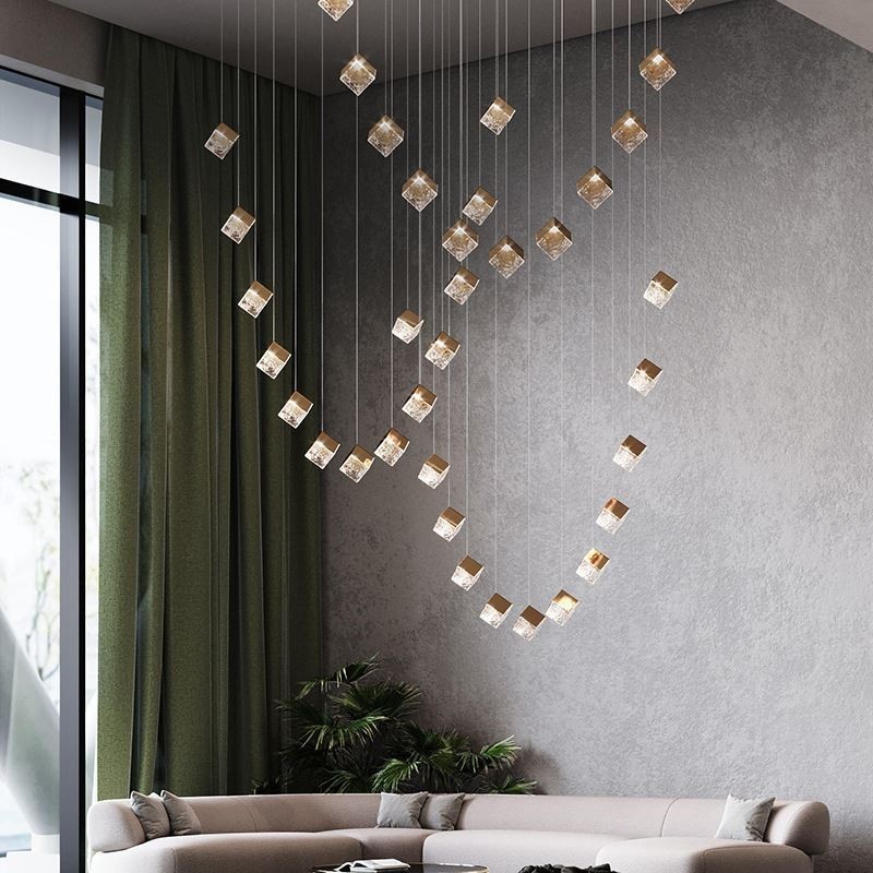 Lampada a sospensione in vetro creativa con paralume e dettagli in metallo