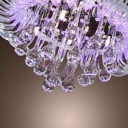Plafoniera a filo moderna contemporanea in cristallo e vetro trasparente 6 luci G4 55 cm