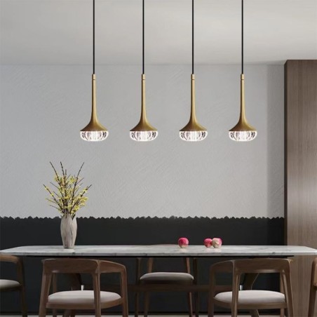 Lampada a sospensione moderna in vetro e metallo 12×12×22 cm, LED G4 12V, cavo 100 cm regolabile