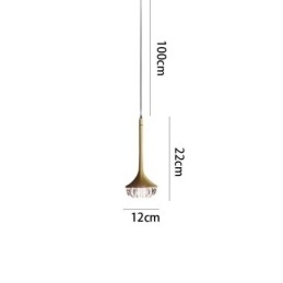 Lampada a sospensione moderna in vetro e metallo 12×12×22 cm, LED G4 12V, cavo 100 cm regolabile