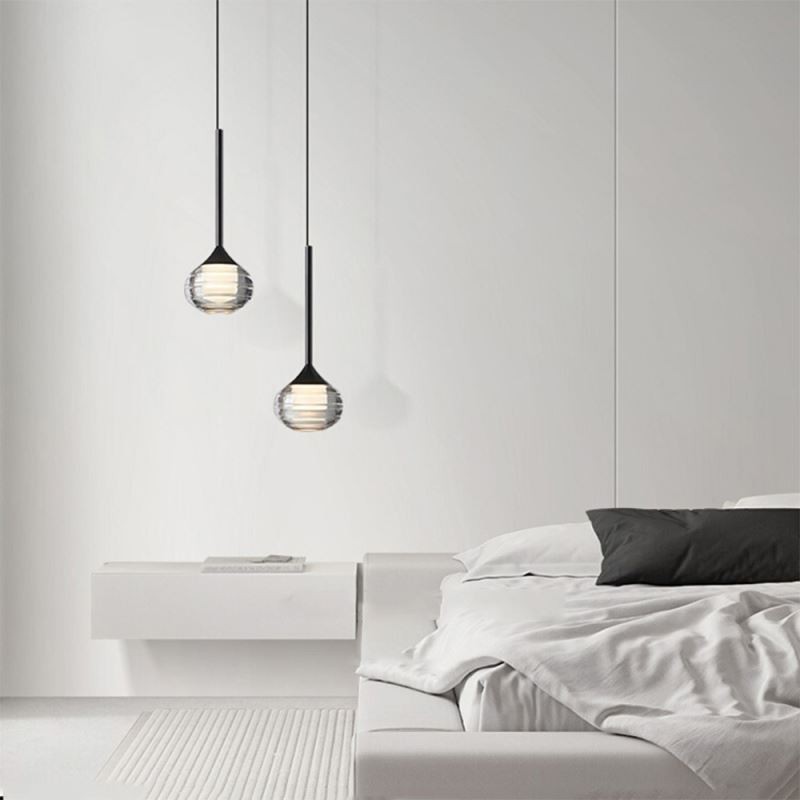 Lampada a sospensione in vetro nera 12x12x10 cm, LED integrato