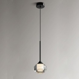 Lampada a sospensione in vetro nera 12x12x10 cm, LED integrato
