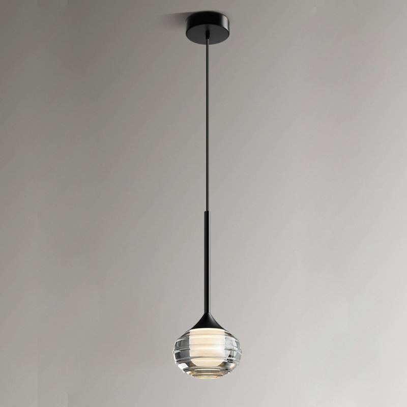 Lampada a sospensione in vetro nera 12x12x10 cm, LED integrato