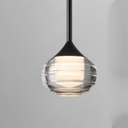 Lampada a sospensione in vetro nera 12x12x10 cm, LED integrato