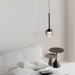 Lampada a sospensione in vetro nera 12x12x10 cm, LED integrato