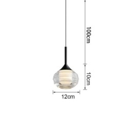 Lampada a sospensione in vetro nera 12x12x10 cm, LED integrato