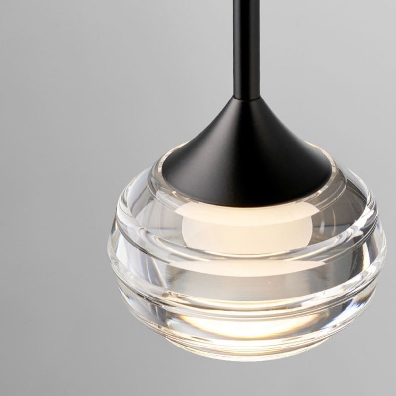 Lampada a sospensione in vetro nera 12x12x10 cm, LED integrato