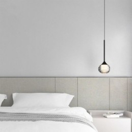 Lampada a sospensione in vetro nera 12x12x10 cm, LED integrato