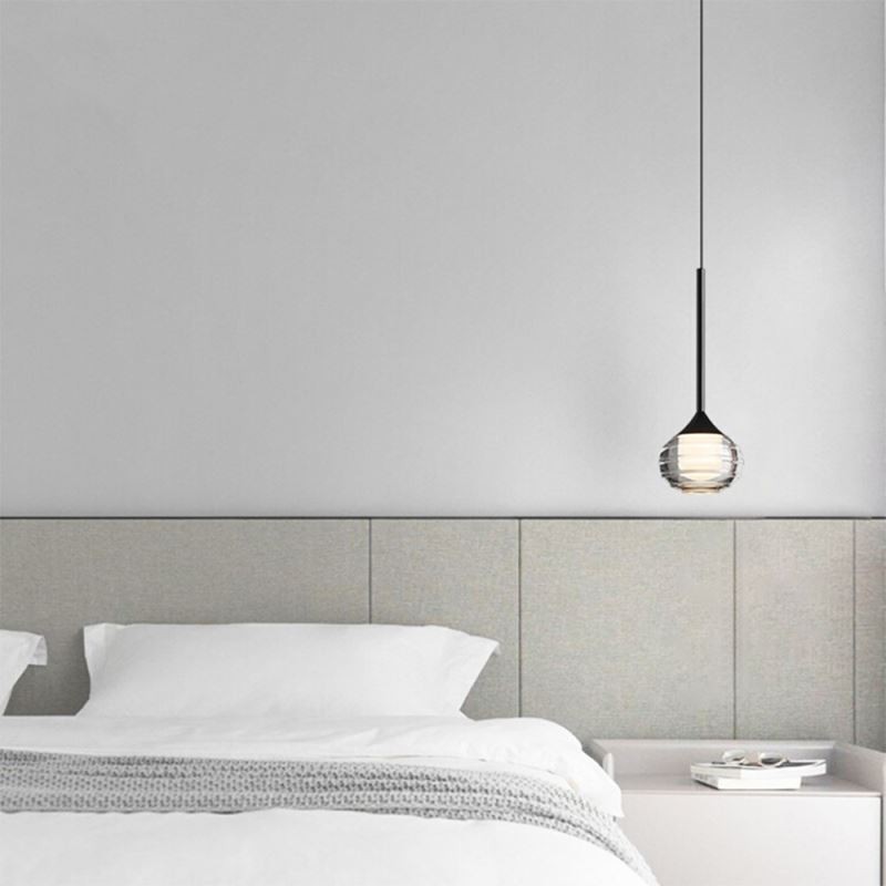 Lampada a sospensione in vetro nera 12x12x10 cm, LED integrato