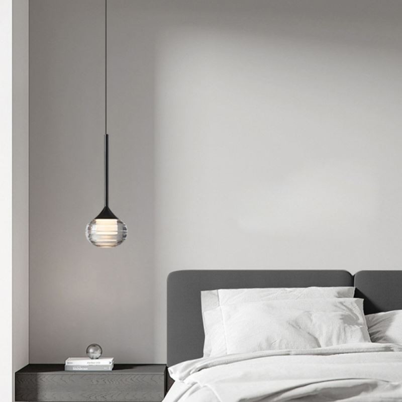 Lampada a sospensione in vetro nera 12x12x10 cm, LED integrato