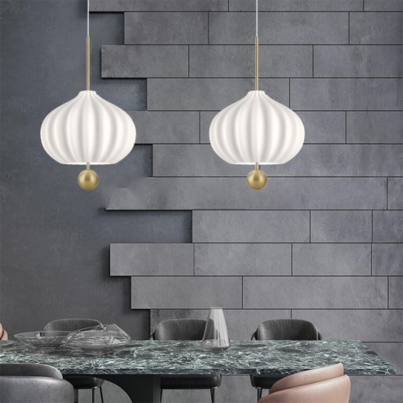 Lampada a sospensione in vetro bianco a sfera, 3 luci E26/E27, cavo regolabile 100 cm