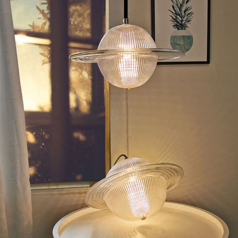 Lampada a sospensione da soffitto in vetro moderno 8W LED dimmerabile tricolore