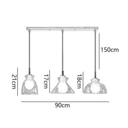 Lampada a sospensione moderna semplice in vetro e legno, 3 luci, E26/E27