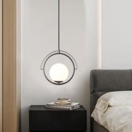 Lampada a sospensione in vetro a sfera con dettagli in ottone, E12/E14, 29×29 cm