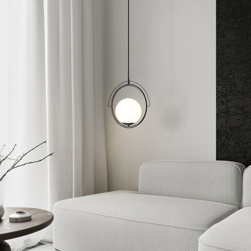 Lampada a sospensione in vetro a sfera con dettagli in ottone, E12/E14, 29×29 cm