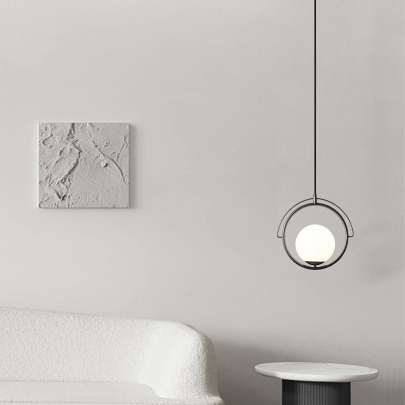Lampada a sospensione in vetro a sfera con dettagli in ottone, E12/E14, 29×29 cm