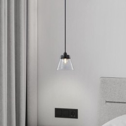 Lampada a sospensione in vetro trasparente moderna, 1 luce, attacco E26/E27, 16 x 20 cm
