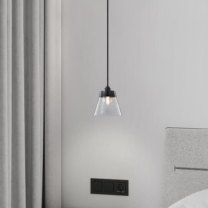 Lampada a sospensione in vetro trasparente moderna, 1 luce, attacco E26/E27, 16 x 20 cm